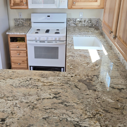 Kitchen with granite countertops